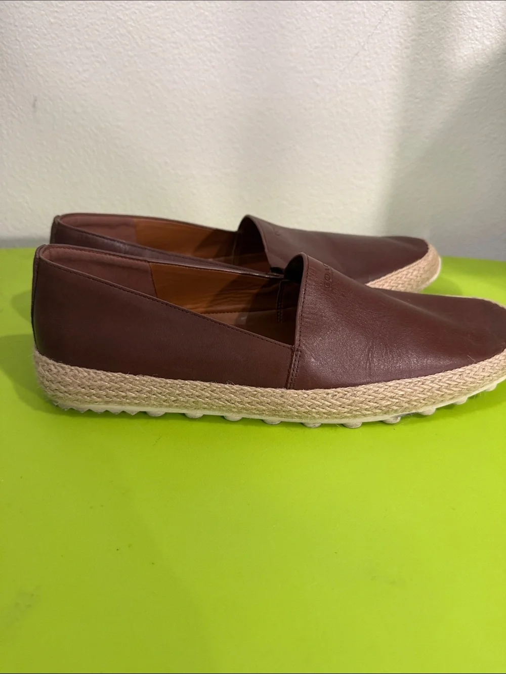 COACH Brown Leather Espadrille Flats
